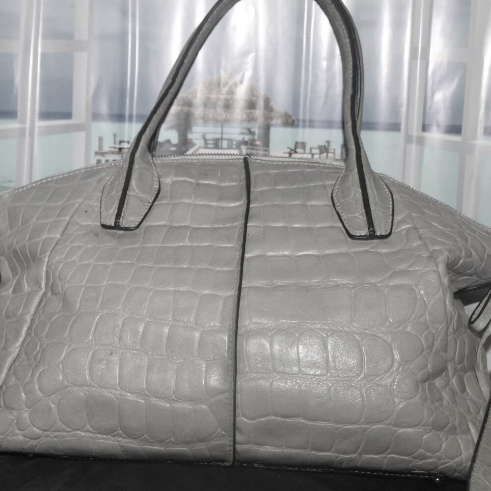 $398 Charles Jourdan Croc Leather 2 Way Satchel Shoulder Bag Purse Like new - Picture 3 of 11